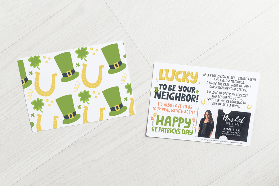 Set of "Lucky to Be Your Neighbor" Real Estate St. Patrick's Day Mailers | Envelopes Included | SP3-M003 Mailer Market Dwellings   