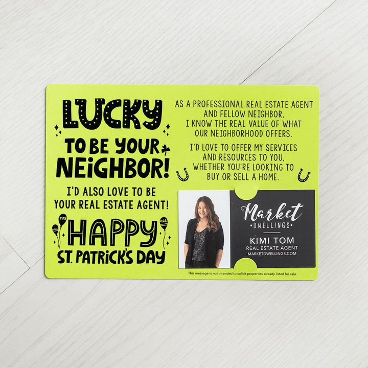 Set of "Lucky to Be Your Neighbor" St. Patrick's Day Real Estate Mailer | Envelopes Included | SP4-M003 Mailer Market Dwellings   