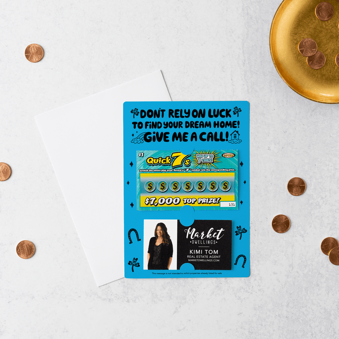 Set of Don't Rely on Luck to Find Your Dream Home Lotto Scratch-Off Mailers | Envelopes Included | SP6-M002 Mailer Market Dwellings ARCTIC  