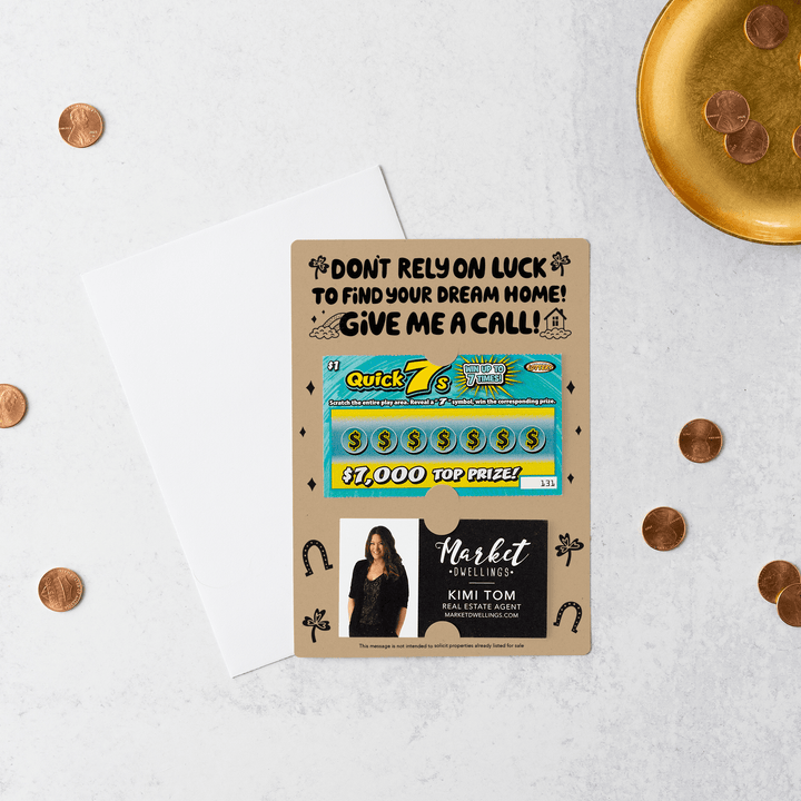 Set of Don't Rely on Luck to Find Your Dream Home Lotto Scratch-Off Mailers | Envelopes Included | SP6-M002 Mailer Market Dwellings KRAFT  