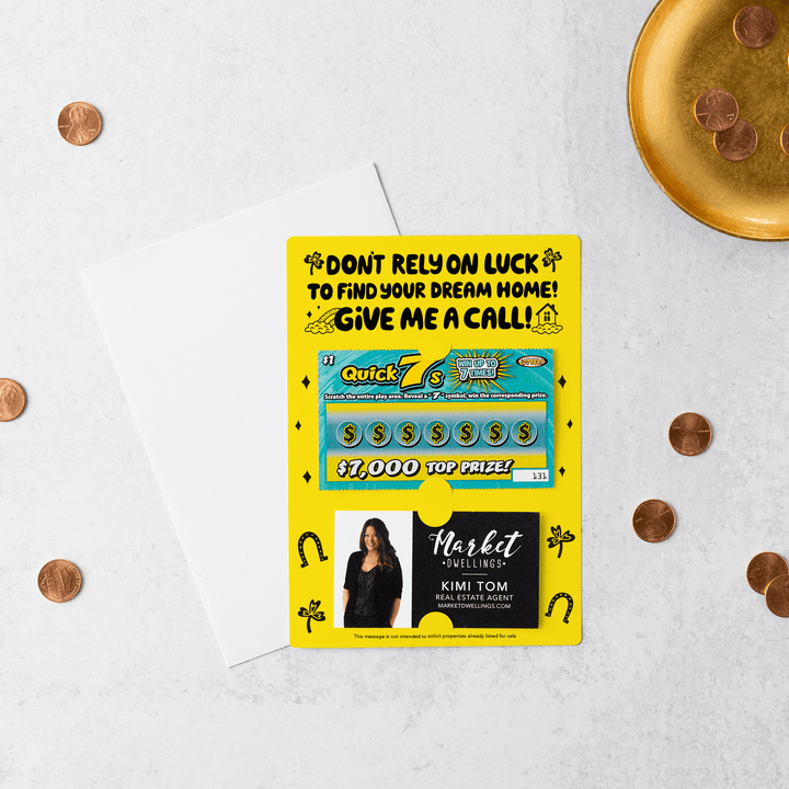 Set of Don't Rely on Luck to Find Your Dream Home Lotto Scratch-Off Mailers | Envelopes Included | SP6-M002 Mailer Market Dwellings LEMON  