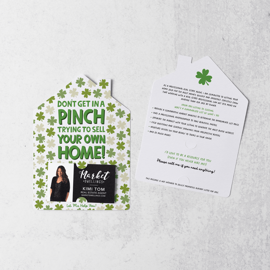 Set of Don't Get In A Pinch Trying To Sell Your Own Home! | St. Patrick's Day Mailers | Envelopes Included | M114-M001-AB Mailer Market Dwellings WHITE  