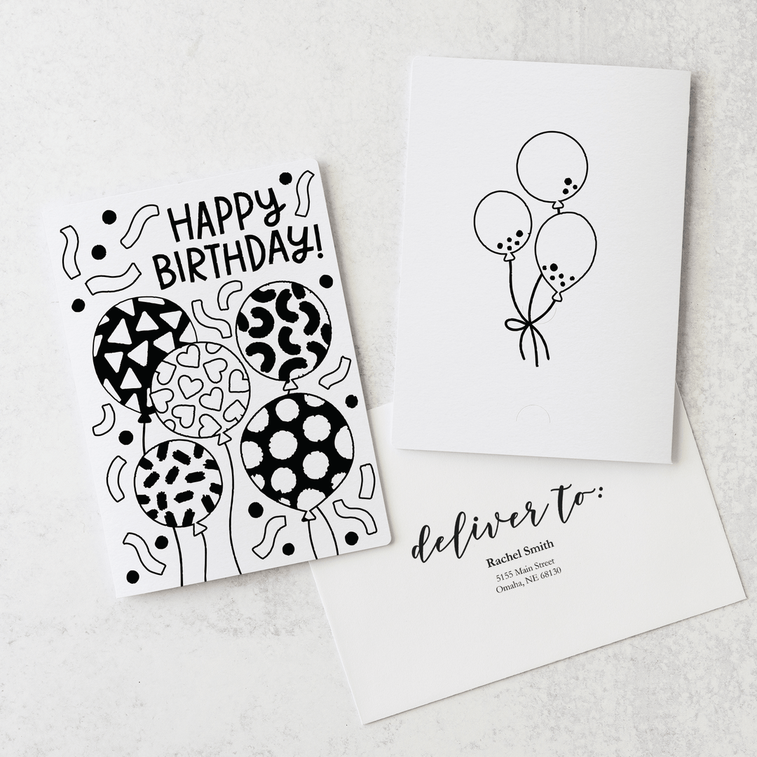 Set of Happy Birthday! | Greeting Cards | Envelopes Included | 53-GC001 Greeting Card Market Dwellings WHITE  