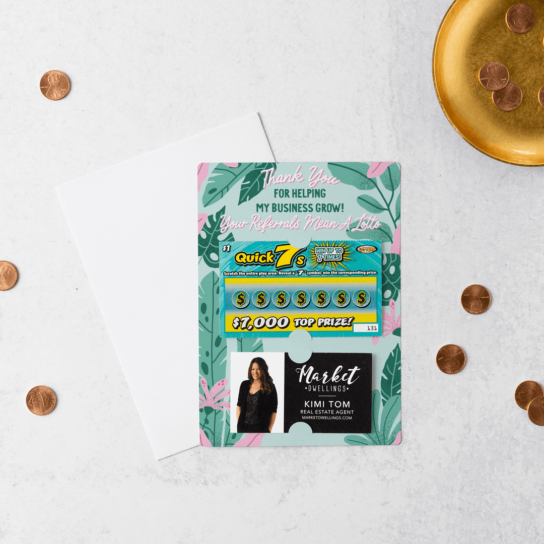 Set of Thank You For Helping My Business Grow! Your Referrals Mean A Lotto | Summer Mailers | Envelopes Included | M42-M002 Mailer Market Dwellings   