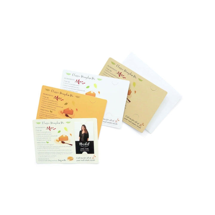 Vertical | Set of "Classic Pumpkin Pie" Recipe Cards | Envelopes Included | M37-M005 - Market Dwellings