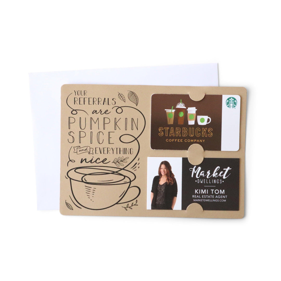 Set of "Your Referrals are Pumpkin Spice & Everything Nice" Gift Card & Business Card Holder Mailer | Envelopes Included | M22-M008 - Market Dwellings