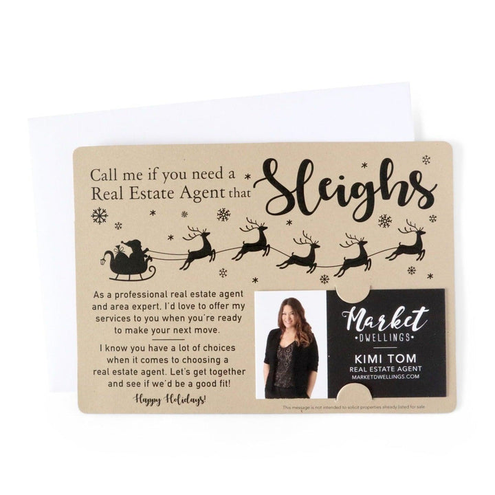Set of "Call Me If You Need a Real Estate Agent That Sleighs" Mailer | Envelopes Included | M4-M003 - Market Dwellings