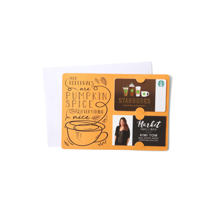 Set of "Your Referrals are Pumpkin Spice & Everything Nice" Gift Card & Business Card Holder Mailer | Envelopes Included | M22-M008 - Market Dwellings