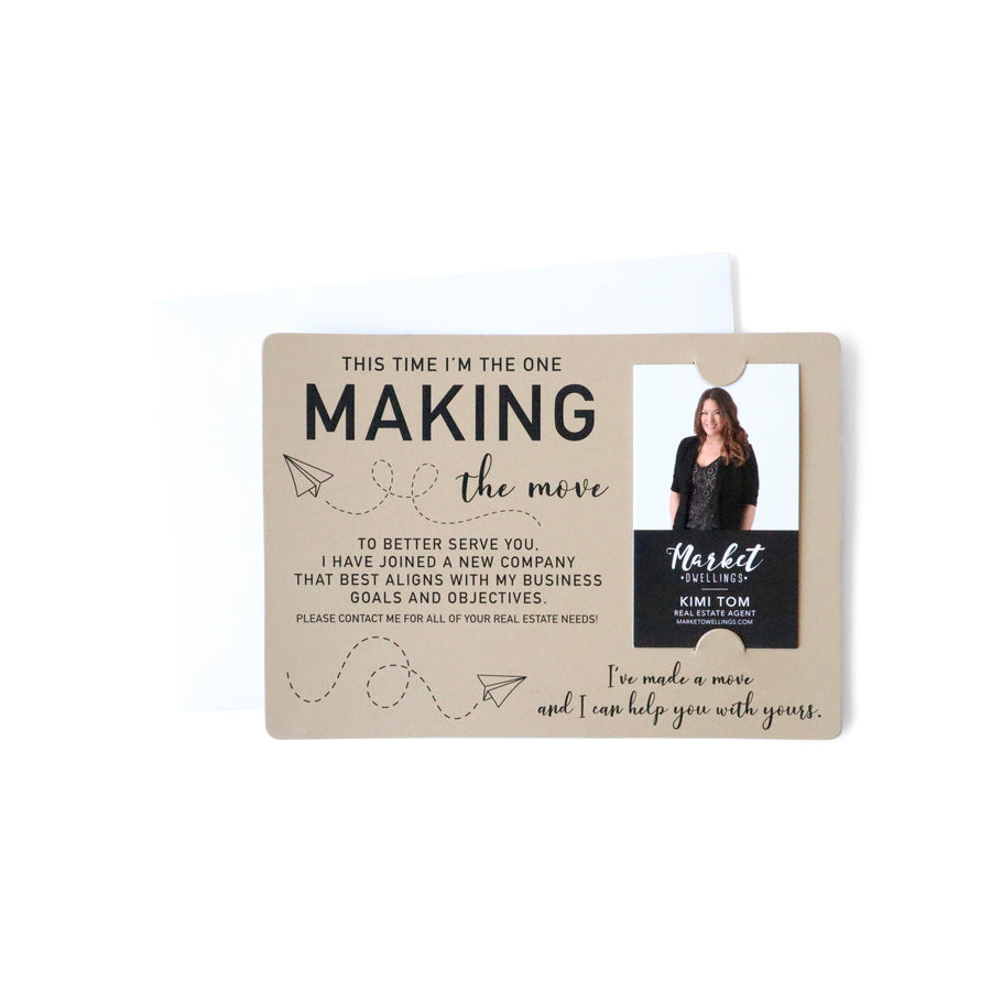 For Vertical Business Cards | Set of "This Time I'm the One Making the Move" Mailer | Envelopes Included | M20-M005 Mailer Market Dwellings   