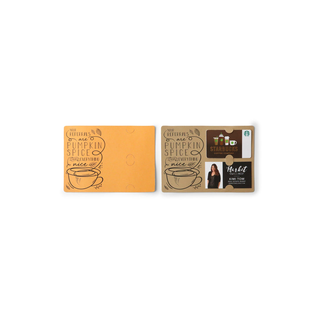 Set of "Your Referrals are Pumpkin Spice & Everything Nice" Gift Card & Business Card Holder Mailer | Envelopes Included | M22-M008 Mailer Market Dwellings   