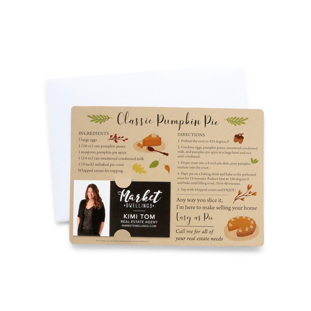 Set of "Classic Pumpkin Pie" Recipe Cards | Envelopes Included | M35-M004 Mailer Market Dwellings KRAFT  