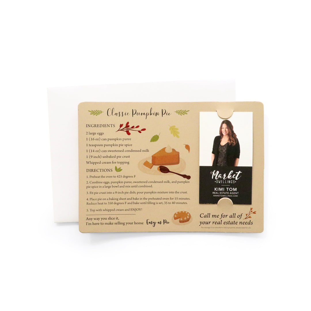 Vertical | Set of "Classic Pumpkin Pie" Recipe Cards | Envelopes Included | M37-M005 Mailer Market Dwellings KRAFT  