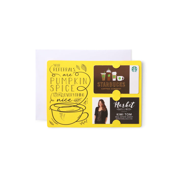 Set of "Your Referrals are Pumpkin Spice & Everything Nice" Gift Card & Business Card Holder Mailer | Envelopes Included | M22-M008 Mailer Market Dwellings LEMON  