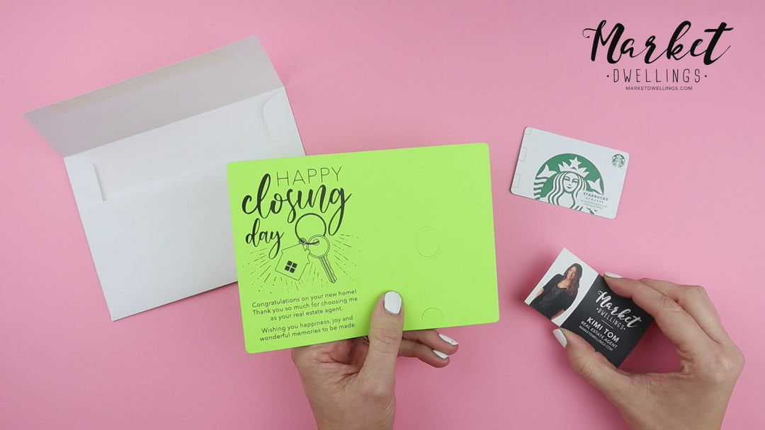 Set of "Happy Closing Day" Gift Card & Business Card Holder Mailer | Envelopes Included | M1-M008