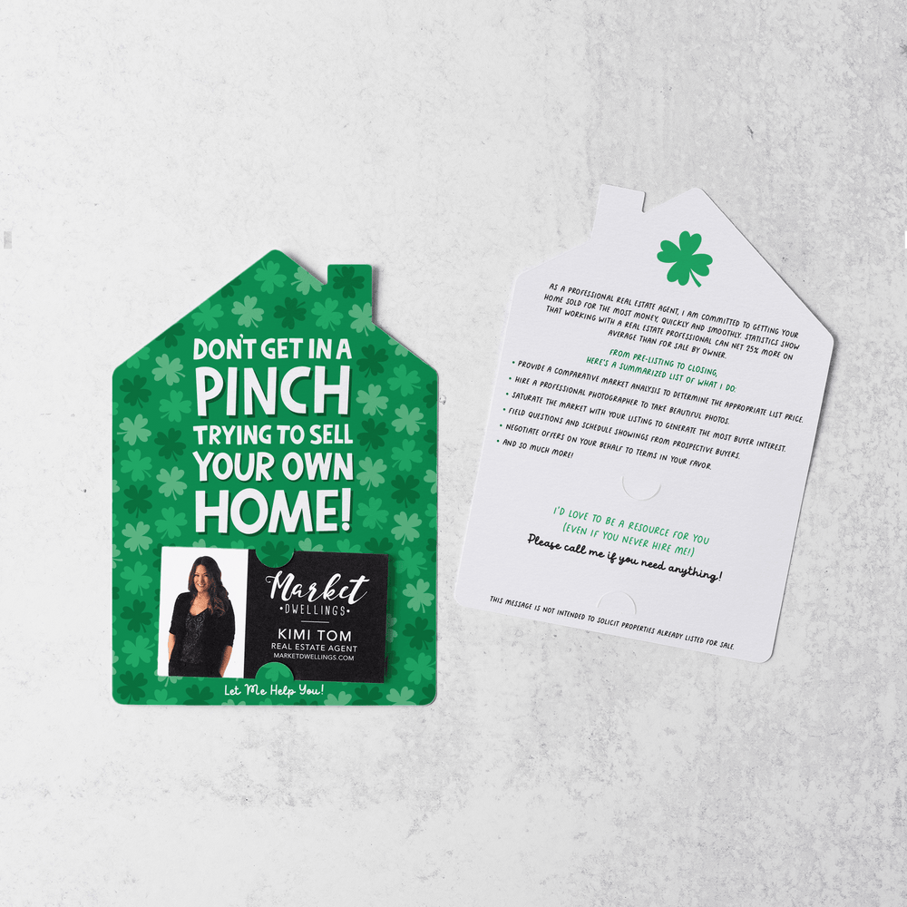 Set of Don't Get In A Pinch Trying To Sell Your Own Home! | St. Patrick's Day Mailers | Envelopes Included | M114-M001-AB Mailer Market Dwellings GREEN  