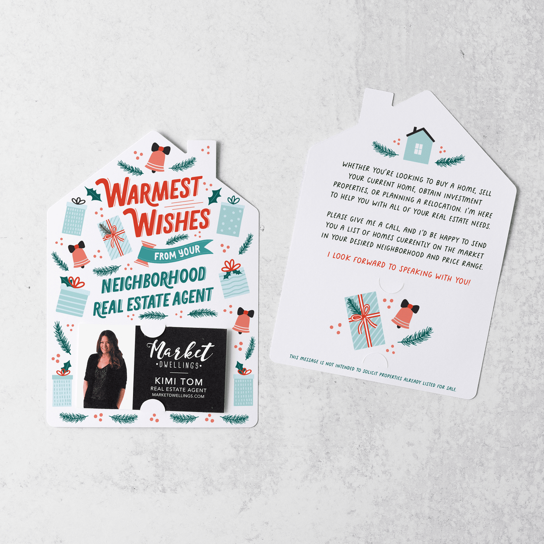Set of Warmest Wishes From Your Neighborhood Real Estate Agent | Christmas Winter Mailers | Envelopes Included | M93-M001-AB - Market Dwellings