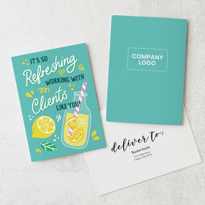 Set of It's So Refreshing Working With Clients Like You! | Greeting Cards | Envelopes Included | 56-GC001-AB Greeting Card Market Dwellings SEAFOAM  