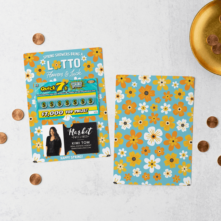 Set of Spring Showers Bring A Lotto Flowers & Luck. | Spring Mailers | Envelopes Included | M40-M002-AB Mailer Market Dwellings BUTTERSCOTCH  