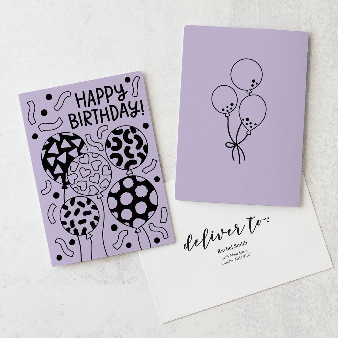 Set of Happy Birthday! | Greeting Cards | Envelopes Included | 53-GC001 Greeting Card Market Dwellings LIGHT PURPLE  