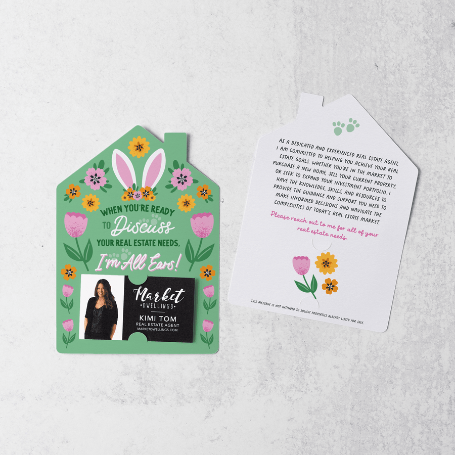 Set of When You're Ready To Discuss Your Real Estate Needs, I'm All Ears! | Spring Easter Mailers | Envelopes Included | M127-M001 - Market Dwellings