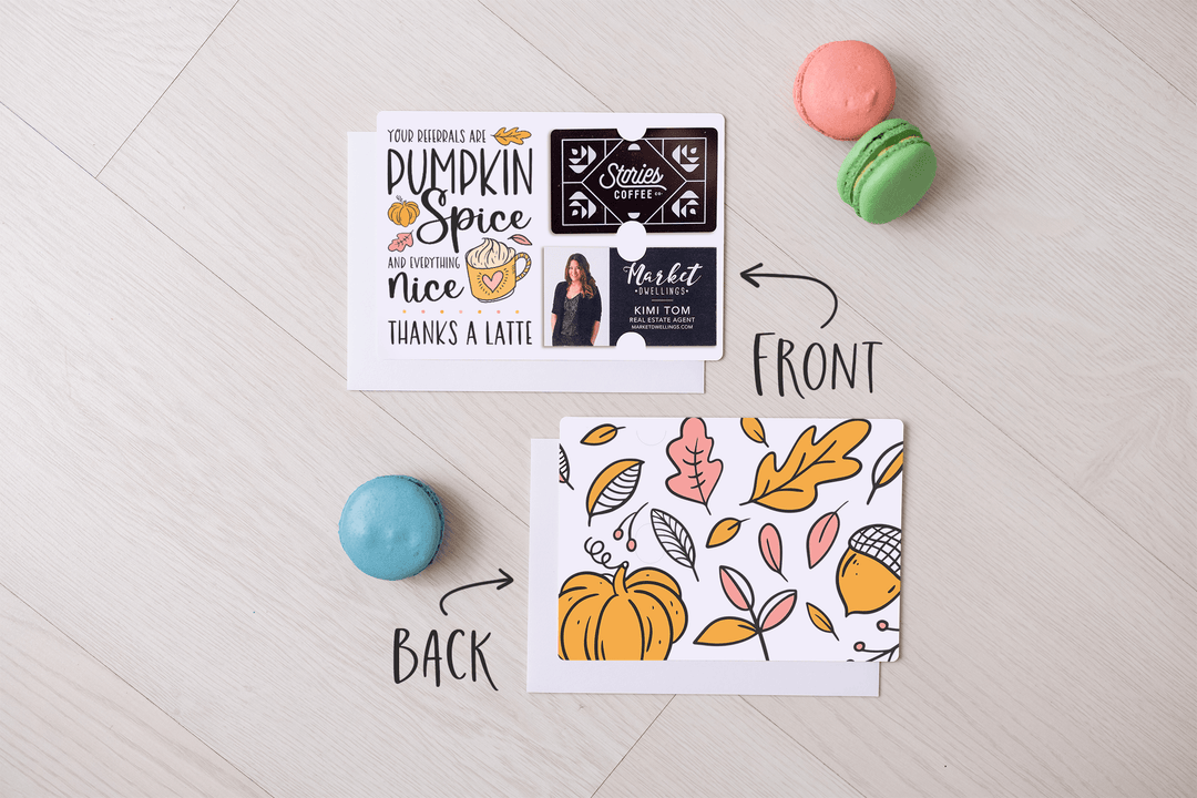 Set of "Pumpkin Spice Referrals" Gift Card & Business Card Holder Mailers | Envelopes Included | M36-M008 - Market Dwellings