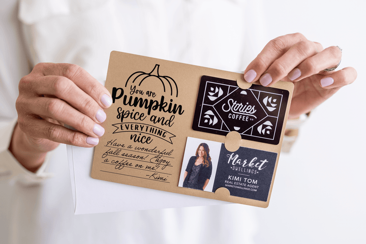 Set of "You Are Pumpkin Spice & Everything Nice" Gift Card & Business Card Holder Mailers | Envelopes Included | M38-M008 Mailer Market Dwellings   