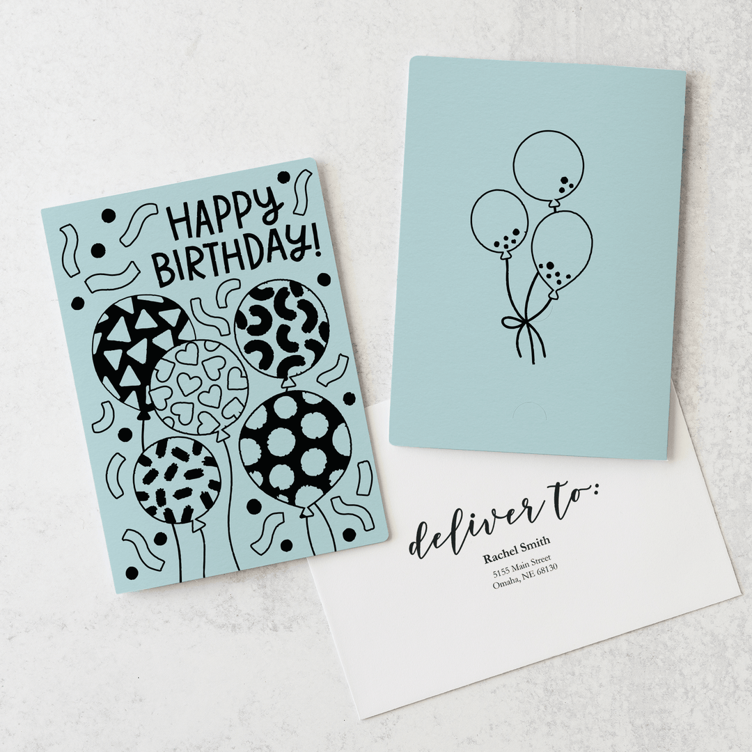 Set of Happy Birthday! | Greeting Cards | Envelopes Included | 53-GC001 Greeting Card Market Dwellings LIGHT BLUE  