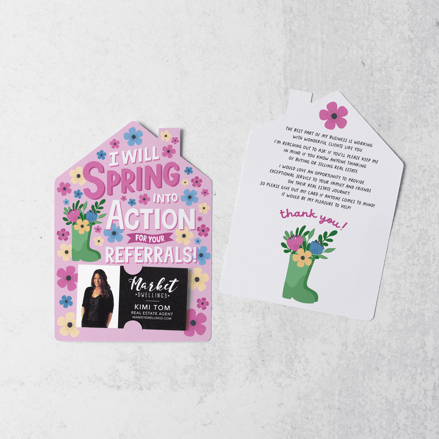 Set of I Will Spring Into Action For Your Referrals! | Spring Mailers | Envelopes Included | M123-M001 - Market Dwellings